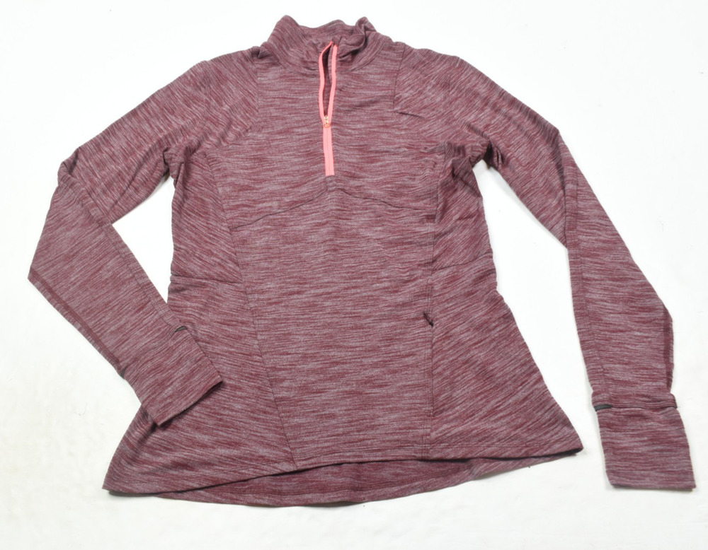 Lululemon Kanto Catch Me 1/2 Zip Pullover Womens 10 Red Heather Long Sleeve Slim